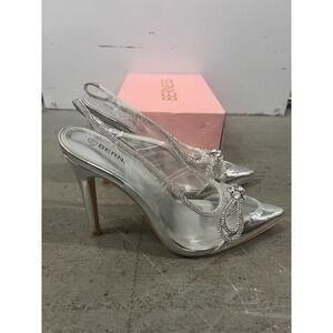 Berness Serena Pump Womens US 10 Clear Rhinestone Bow Stiletto Heel Slingback